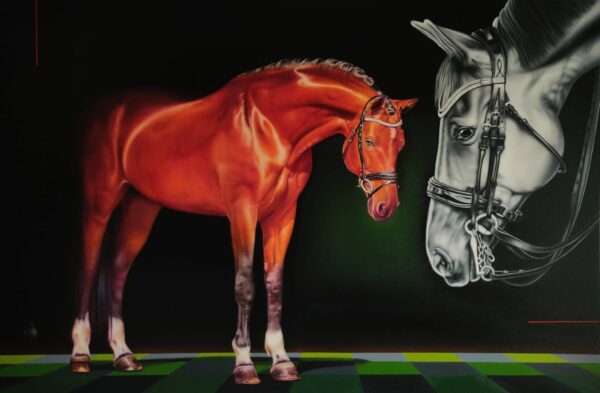 Abid Shaikh, Horse, Oil on Canvas, 48x72 Inches