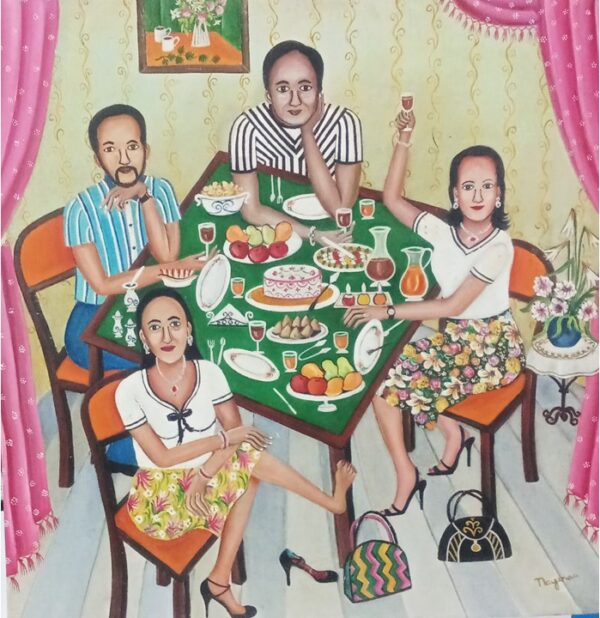 Family Dinner, Acrylic on Canvas , 30x30 Inches