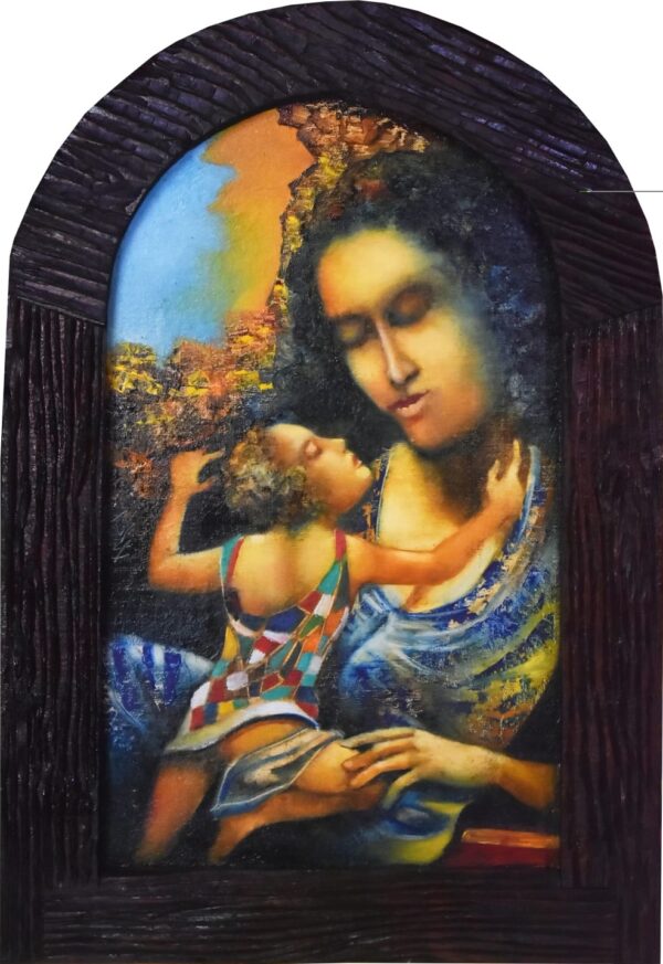 Sanjay Kumar, Mother & Child, Oil on Canvas, 12x24 InchesMother & Child, Oil on Canvas, 12x24 Inches