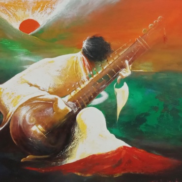 Madhusudan Kumar, Music of the Cosmos, Acrylic on Canvas, 36 x 40 Inches