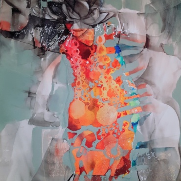 Beena Samuel, Nature Rising II, Water Colour Collage Upcycled on Hot-press; 100% Cotton, 76 x 56 Cms