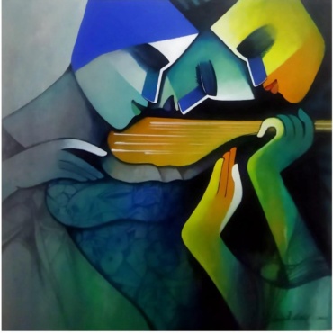 Nawal Kishore, The Divine Life, Acrylic on canvas, 24 x 24 Inches