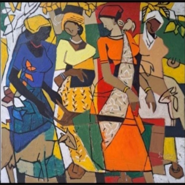 Sanjiv Sankkpal, Nursery, Acrylic on canvas, 36 x 36 Inches