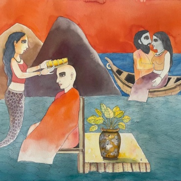 Badri Narayan, Untitled,  Size 22 x 30 Inches, Water Colour and Ink on Paper