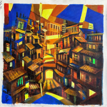 Sanjay Kumar, City of Light, Acrylic on canvas, 24 x 24 Inches