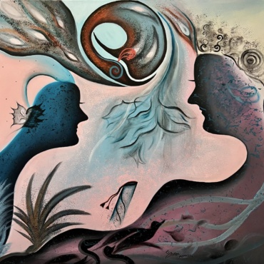 Shivani Mathur, Radha Krishna, Acrylic on canvas, 30 x 30 Inches